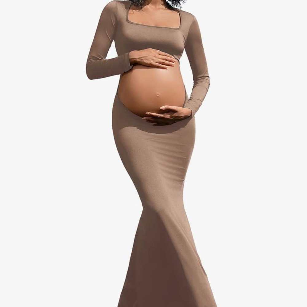 Bhome Tan Maternity Dress Photography Maxi Gown XL